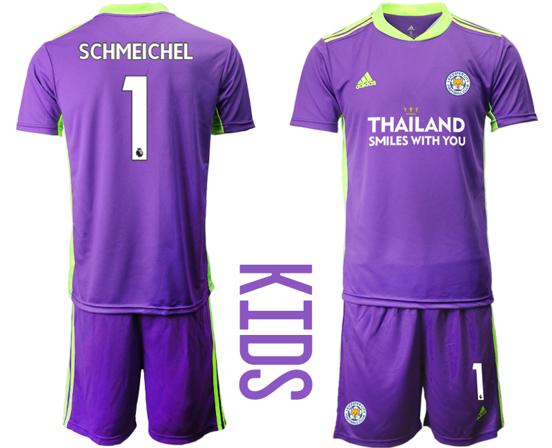 Youth 2020-2021 club Leicester City purple goalkeeper #1 Soccer Jerseys